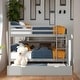 preview thumbnail 30 of 41, Contemporary Full over Full Bunk Bed with Twin Size Trundle and Built-in Ladder, Save Space or Split Into 2 Beds Grey