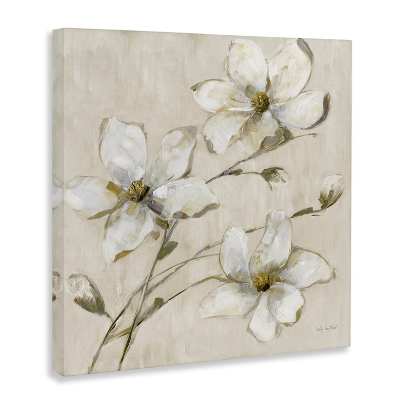 Stupell Neutral Tone Dogwood Flowers Canvas Wall Art Design By Sally Swatland