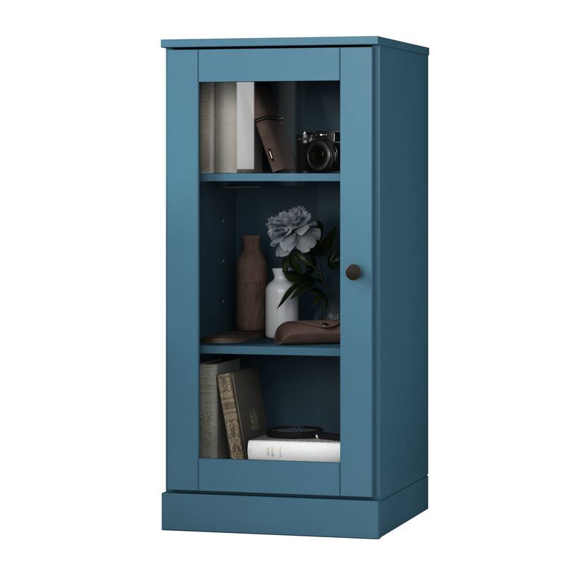 Palace Imports 100% Solid Wood 3-Shelf Bookcase with Clear Glass Door and Adjustable Shelves