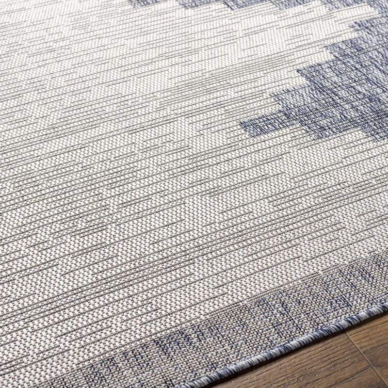 Hauteloom Caluya Living Room, Bedroom Patio Outdoor Area Rug - Blue, Gray, Navy - 2' x 2'11"