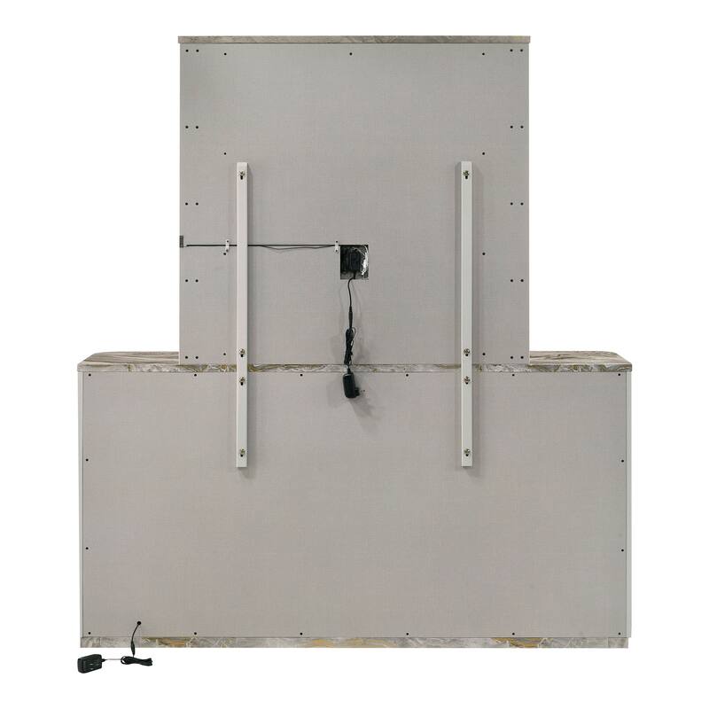 Furniture of America Sherri Modern 4-Piece Light Grey Solid Wood Kids Platform Bedroom Set with LED