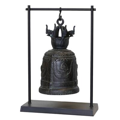 Harp & Finial Gola Antique Bell - Matte Verdigris - Matte Black