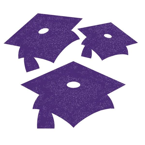 Shop Club Pack Of 72 Purple Graduation Cap Mini Glitter Cutouts