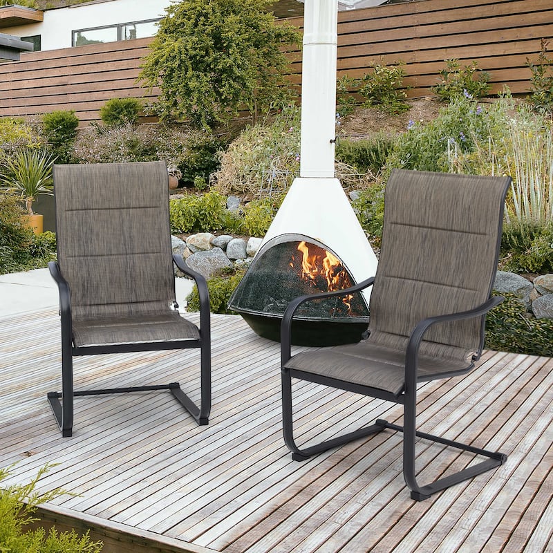 Nuu Garden Outdoor Chair Set of 2 C-spring Motion Dining Chairs, Textilene