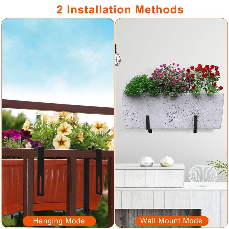 Expandable Planter Box Holder Brackets with Screws and Tools for Deck Porch Balcony - 20.08” x 8.27” x 0.79”