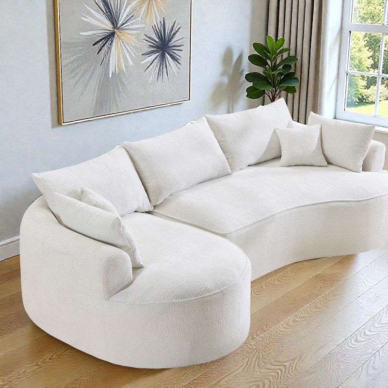 124.5 Inch Oversized Cloud Sofa, Modern Boneless Chenille Couch with Pillows, No Assembly Sofa for Living Room