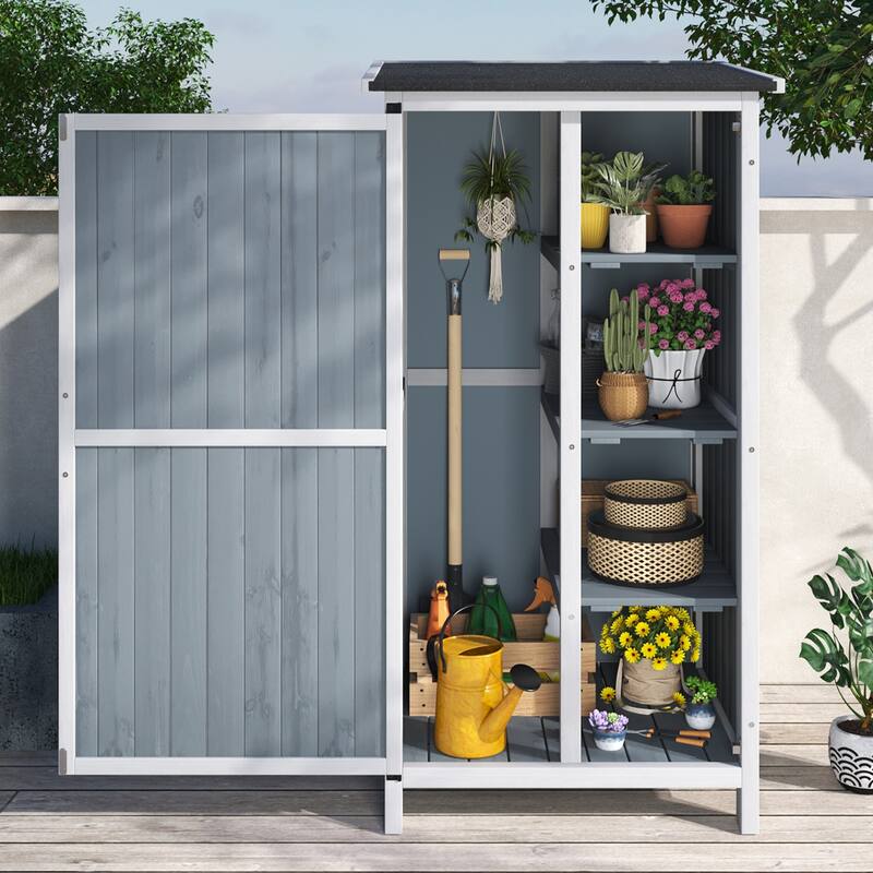 Christopher Knight Home - Peterson Outdoor Wood Tone Storage Shed - Grey
