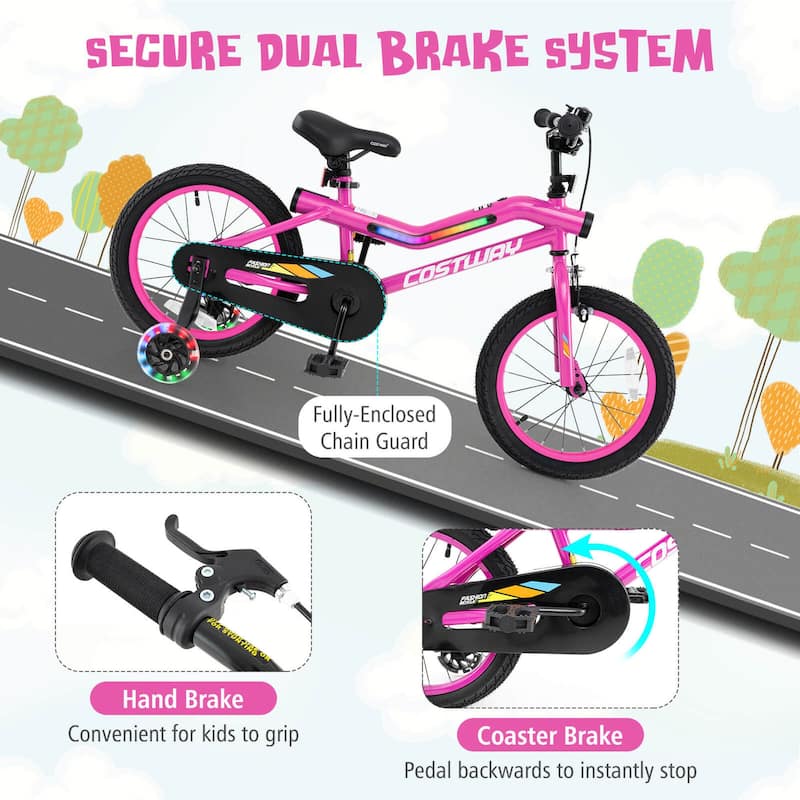 Costway 16" LED Lighted Kids Bike with Adjustable Seat Coaster Brake - See Details