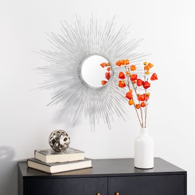 SAFAVIEH Emme 30-inch Silver Sunburst Round Silver Mirror - 30" W x 1" L x 30" H