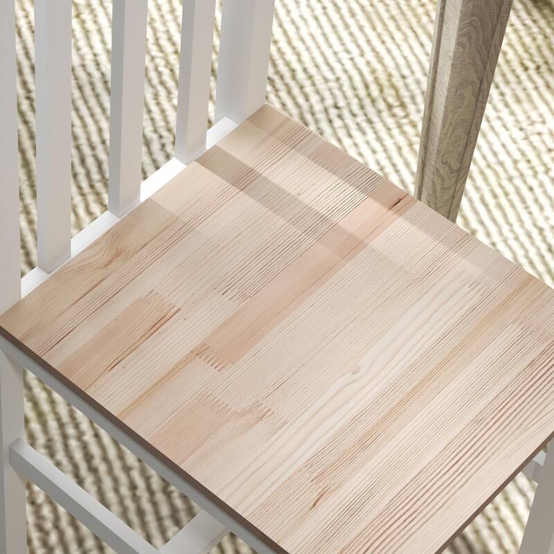 Farmhouse Armless Dining Chairs with Slat Back (Set of 4)