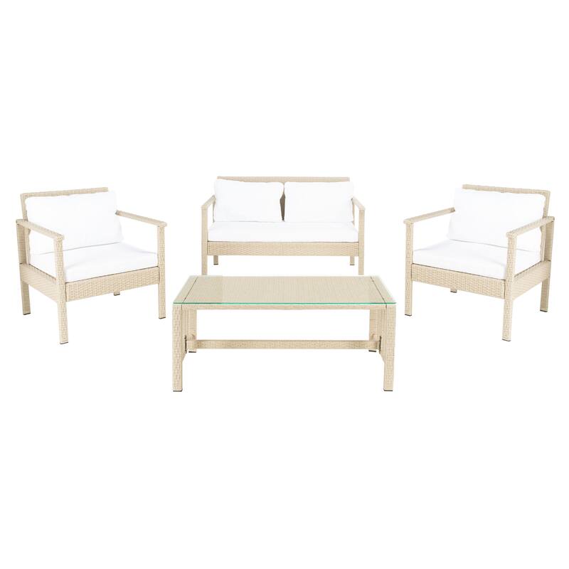 SAFAVIEH Outdoor Alie 4-Piece Wicker Living Set - 51W x 30D x 30H