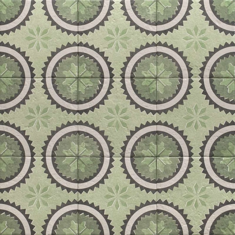 Verity Poppy 8x8 Matte Porcelain Encaustic Tile - Floor, Wall, Backsplash