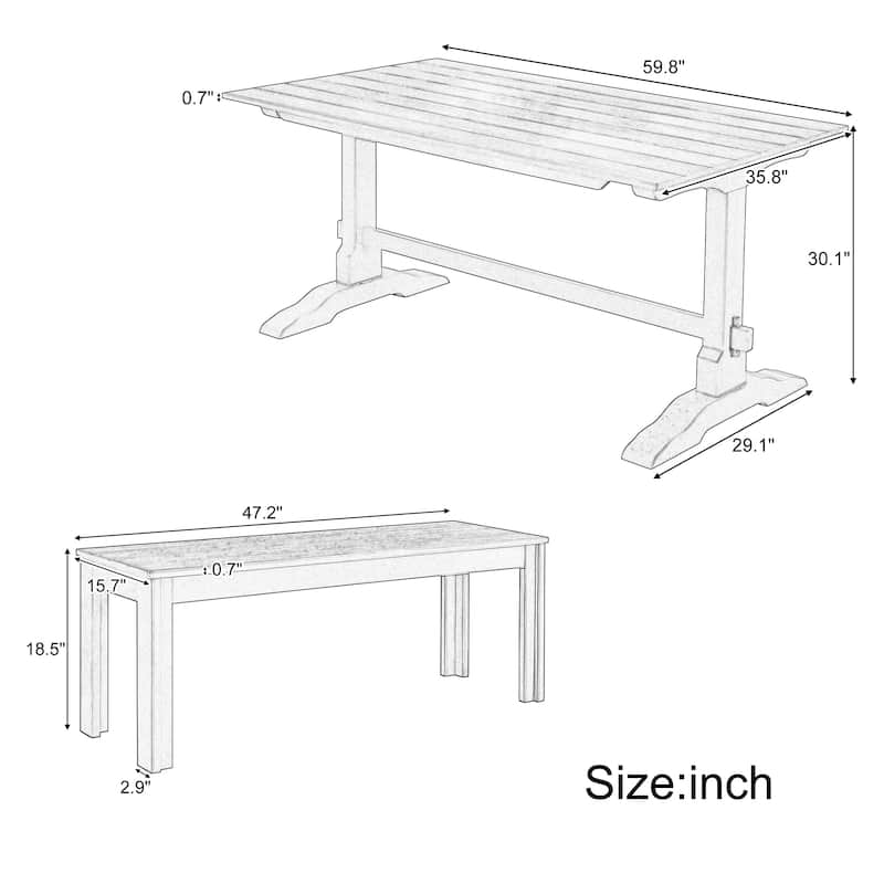 3-Piece Rustic Retro Dining Table and Chair Sets Home Party Dining Table and Chair Sets for Kitchen Garden Dining Room