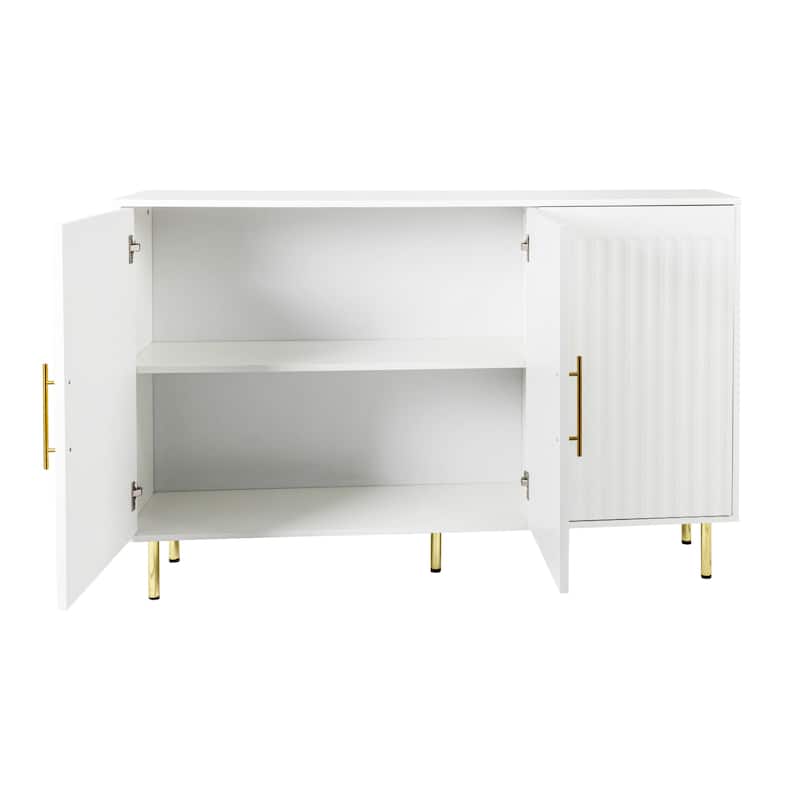 Storage Cabinet with 3 Doors, Coffee Bar Cabinet with Metal Legs, Kitchen Buffet Cabinet with Adjustable Shelves