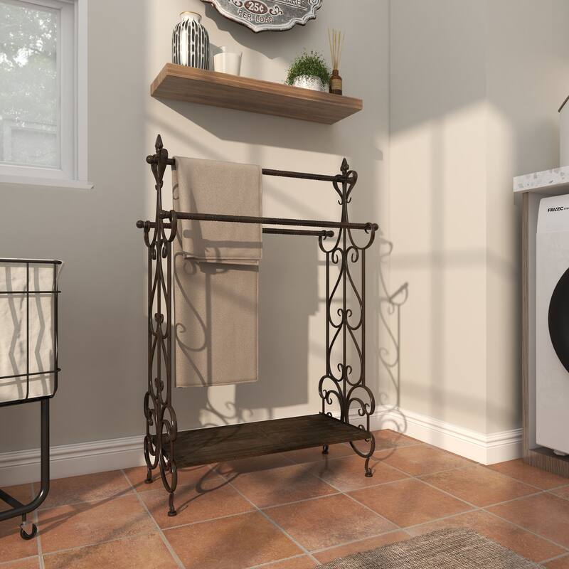 Black Wood Scroll Quilt Rack