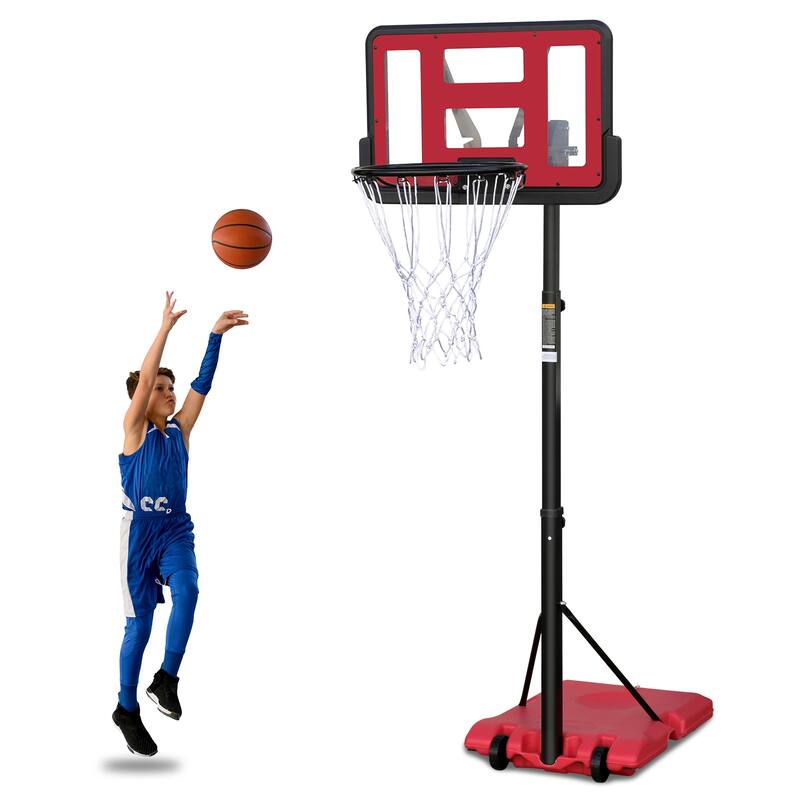 4.8 to 7.7ft Basketball Hoop 44" Backboard Portable Basketball Goal