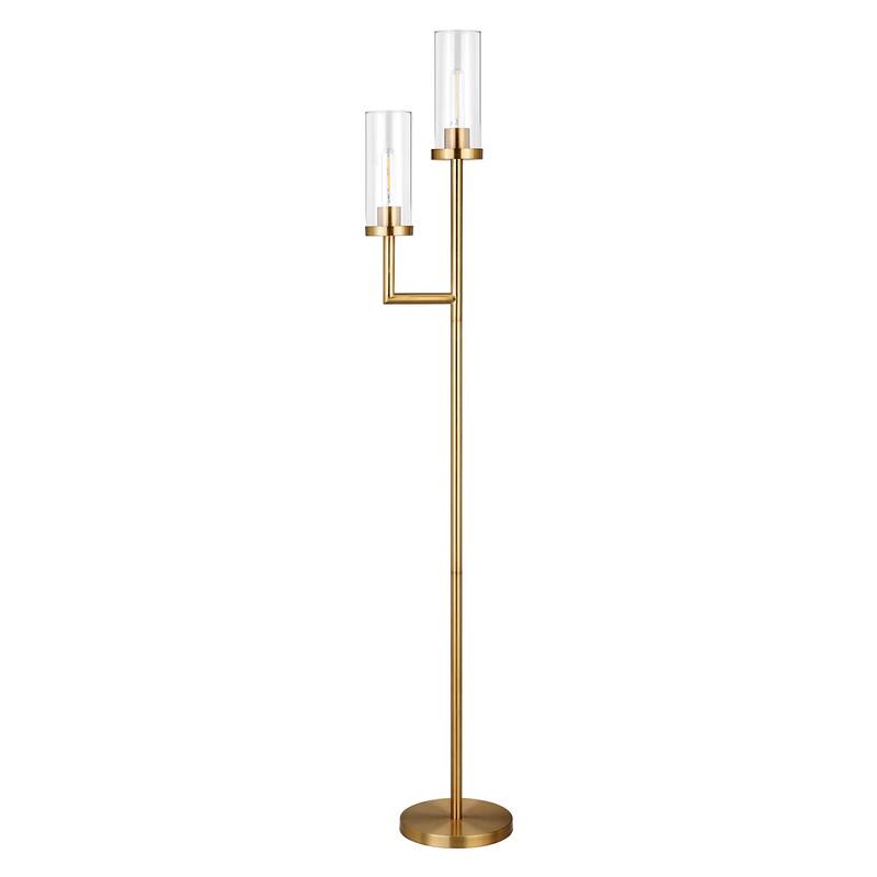 Banta Metal and Glass Double Torchiere Floor Lamp