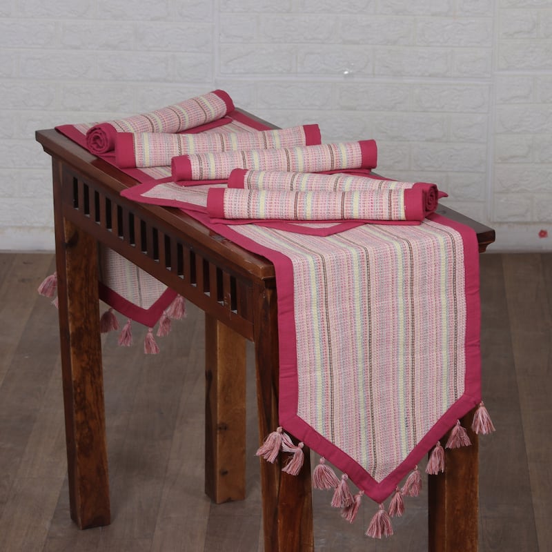 Novica Handmade Pink Grace Table Runner And Placemats (Set Of 5)