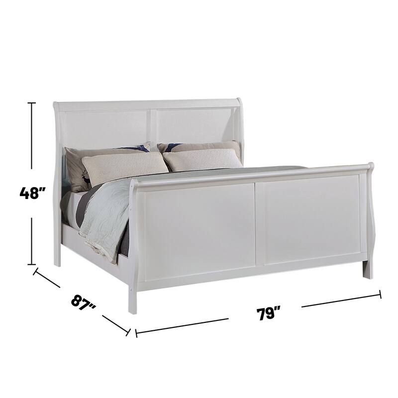 Sleigh Panel Bed in White