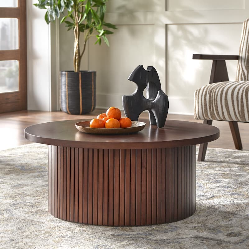 Lifestorey Kendrick Fluted Low Profile Coffee Table - Walnut