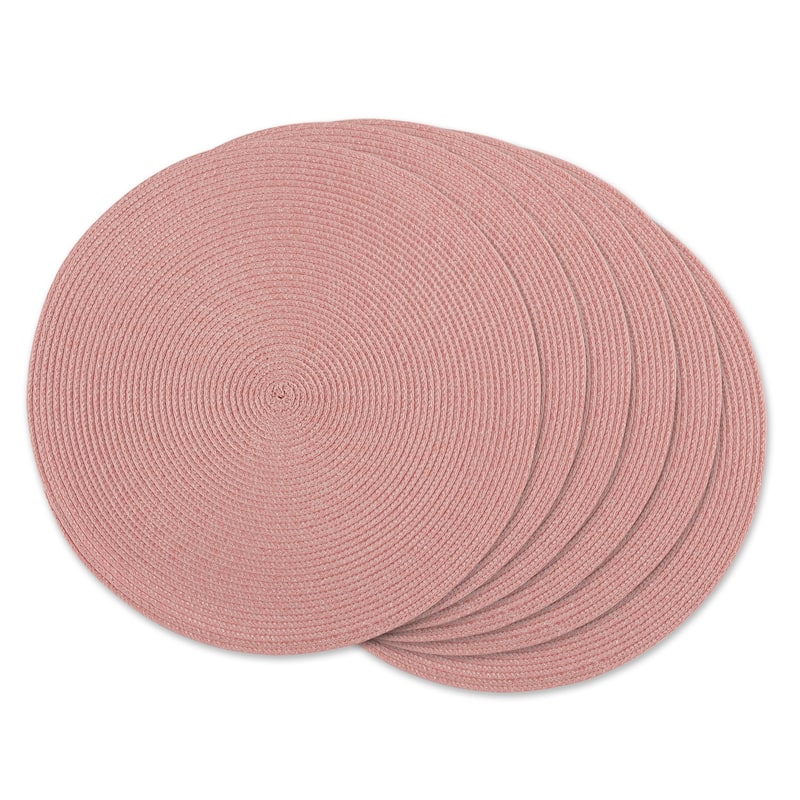 DII White Round PP Woven Placemat Set of 6 - Pink Sorbet