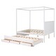 preview thumbnail 27 of 32, Queen Size Canopy Platform Bed with Twin Size Trundle, 3-Storage Drawers, and Sturdy Pinewood Frame, Space-Saving Design, Grey