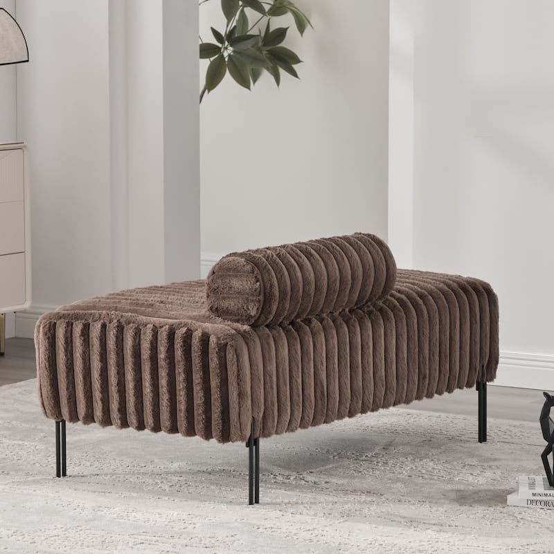 49.6"W Oversized Modern Upholstered Bench Ottoman with Metal Legs