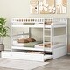 preview thumbnail 5 of 9, Full over Full Wooden Bunk Bed with Twin Size Trundle & Safety Rail, Convertible to 2 Platform Bedframe for Kids Teens Bedroom