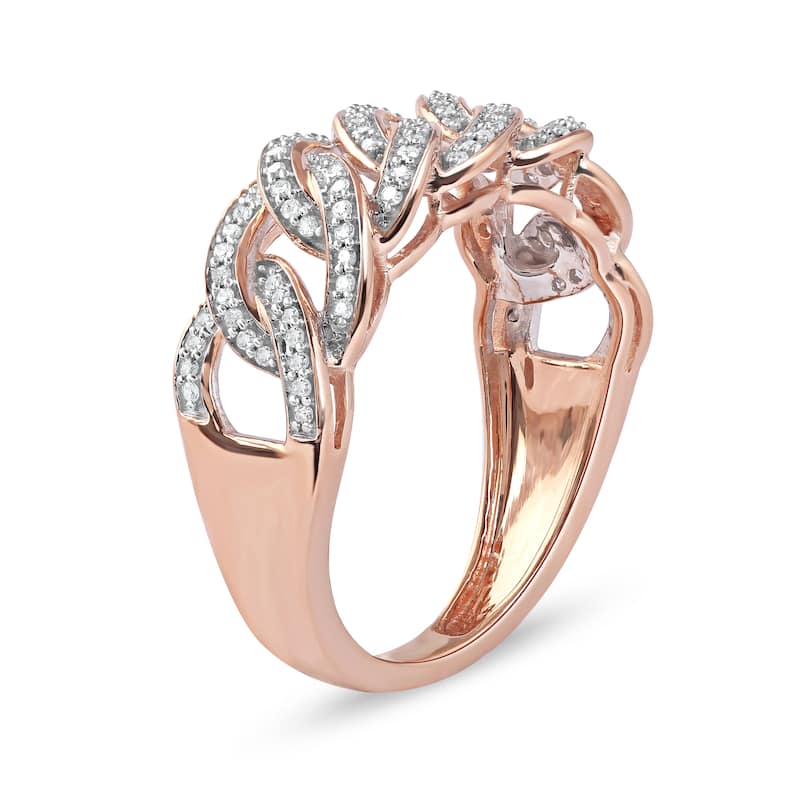 1/4ct TDW Diamond Cuban Link Ring in 10K Gold for Men