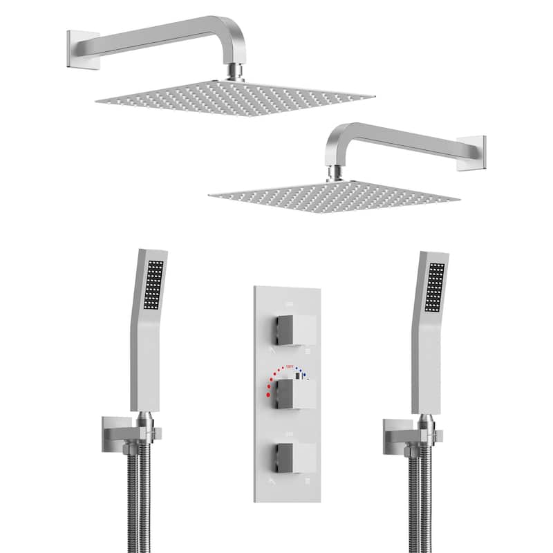 EVERSTEIN Dual Shower System 12" Rain Shower Head with High Pressure Handheld Sprays