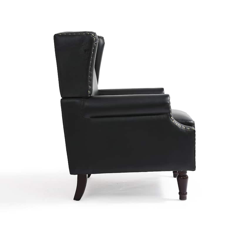 Modern Vegan Leather Wing Back Accent Chair