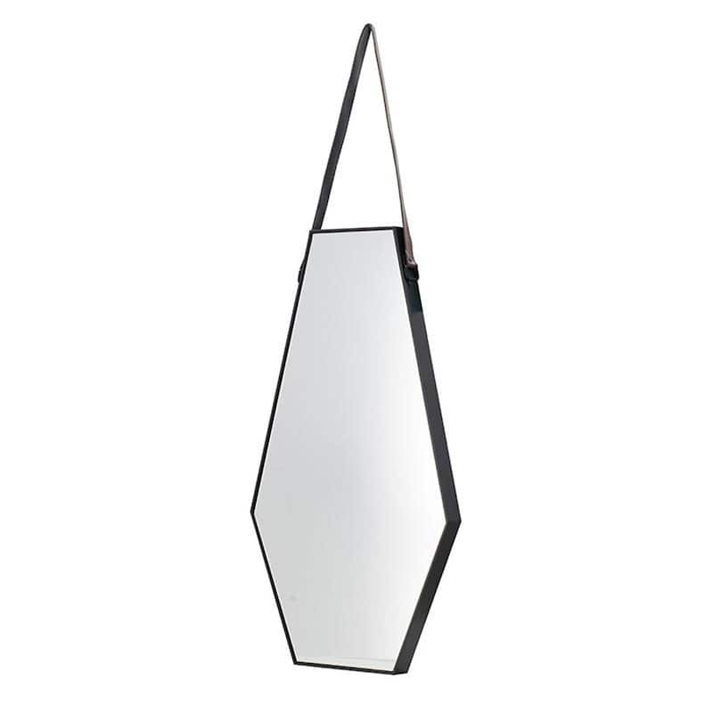 HomeRoots 32" Black Hexagon Wood Framed Accent Mirror - 18.1' X '31.5' X '1.6