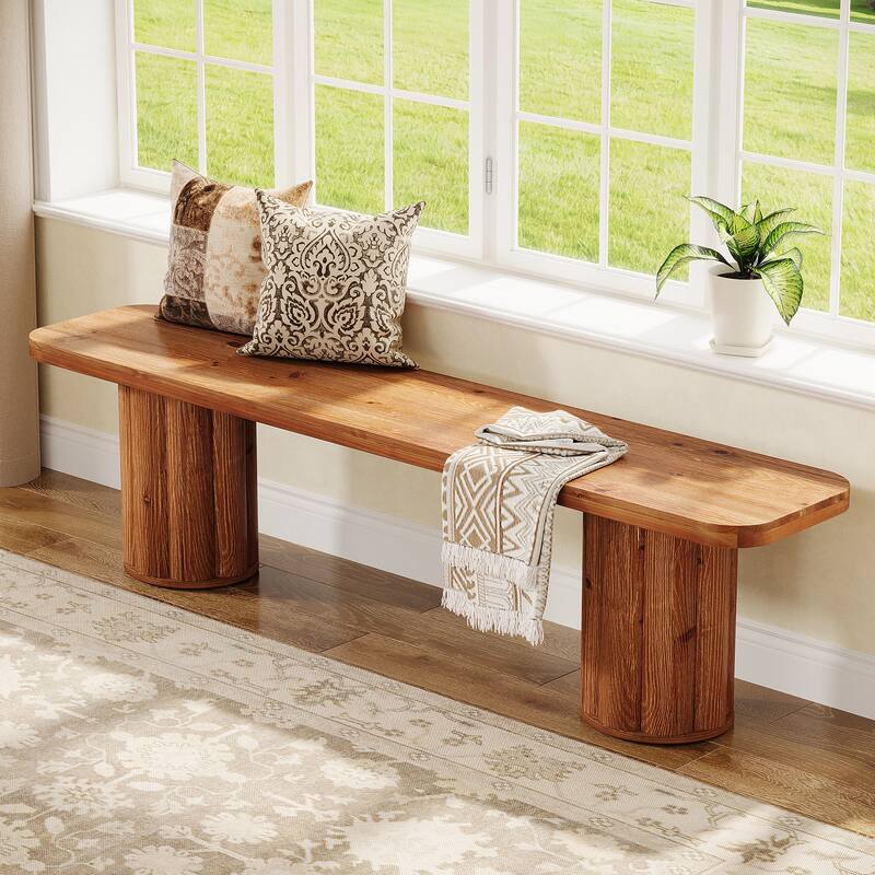 63" Extra Long Solid Wood Entryway Bench, Dining Bed End Accent Bench Seat for Living Room Foyer Bedroom