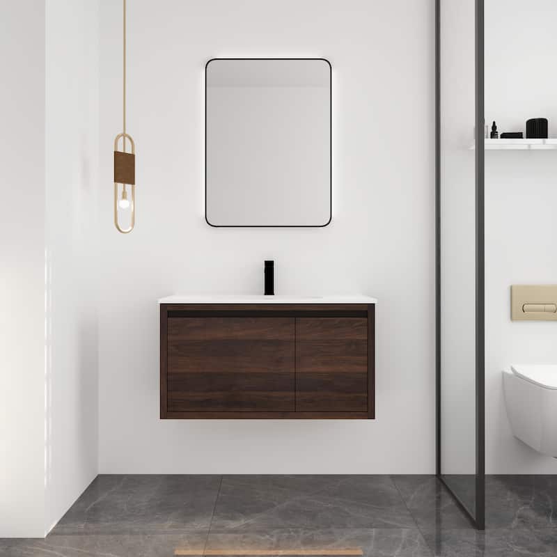 36 Inch Bathroom Vanity With Gel Sink - California Walnut