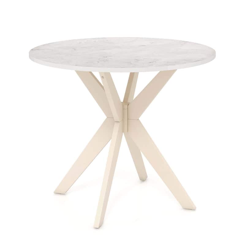 Costway Round Dining Table 36" Faux Marble Tabletop Rubber Wood Legs - See Details