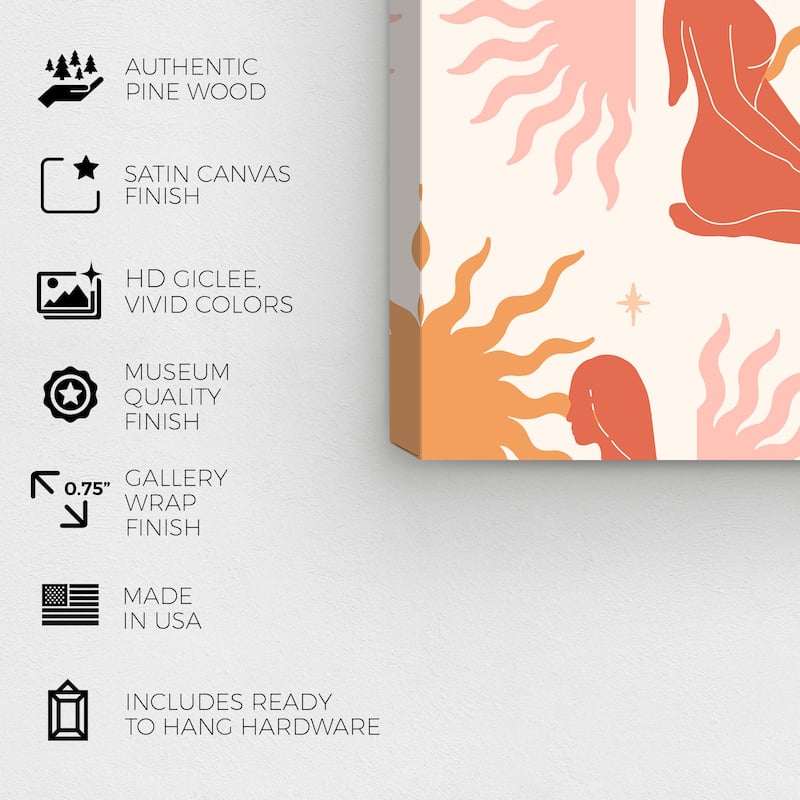 Wynwood Studio Canvas Spiritual Meditation Reflections Pattern Orange and Dark Orange Modern Wall Art Canvas Print