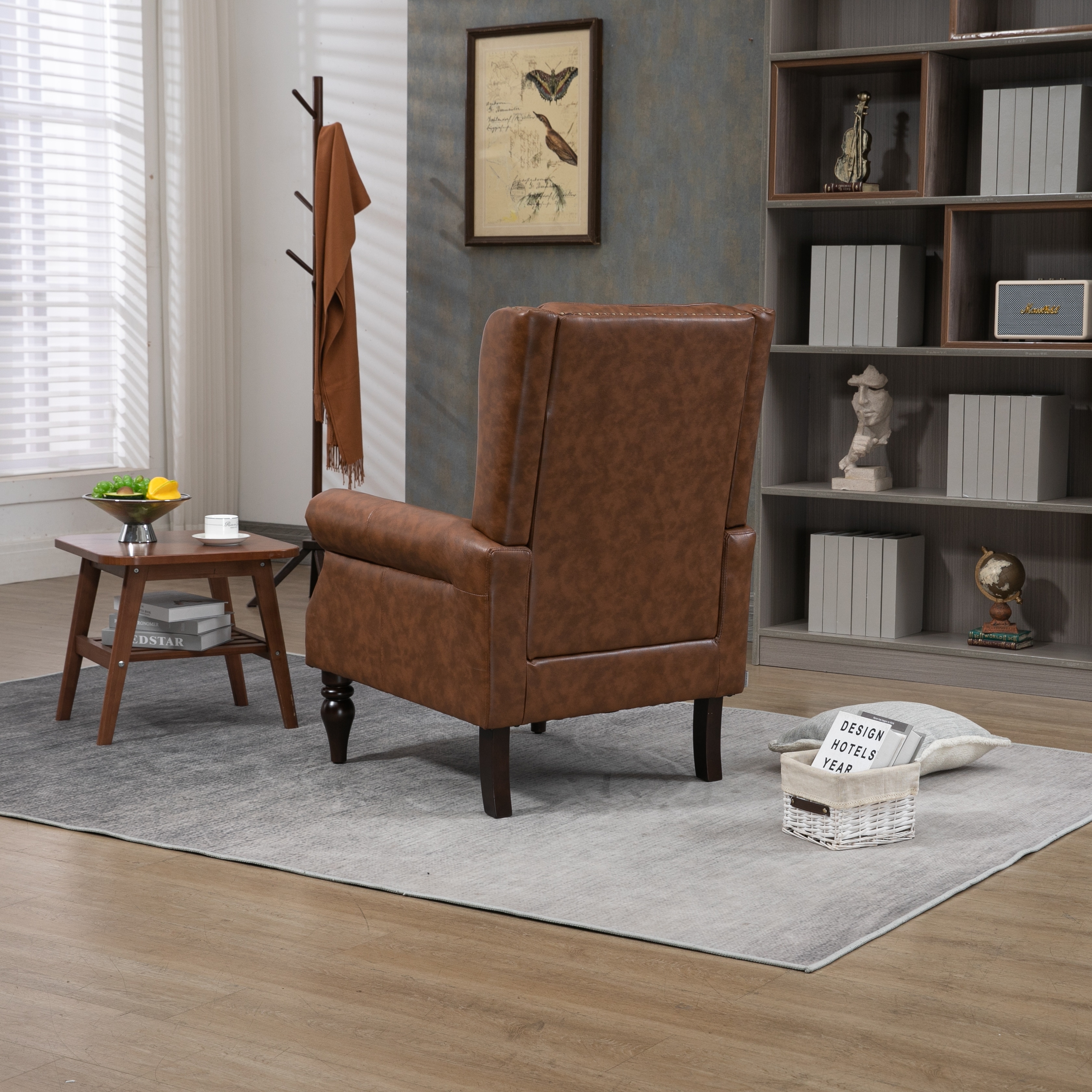 Wood trim deals wingback chair