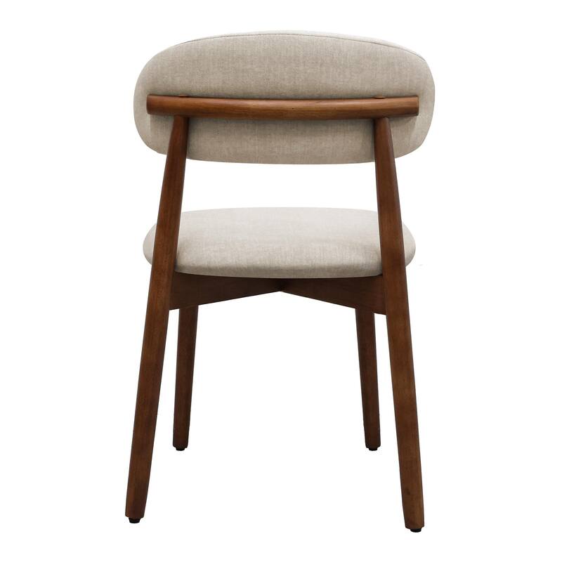 Flannelette Upholstered Dining Chair with Walnut Solid Wood Legs, Armless Chair Set of 2 for Kitchen, Restaurant, Living