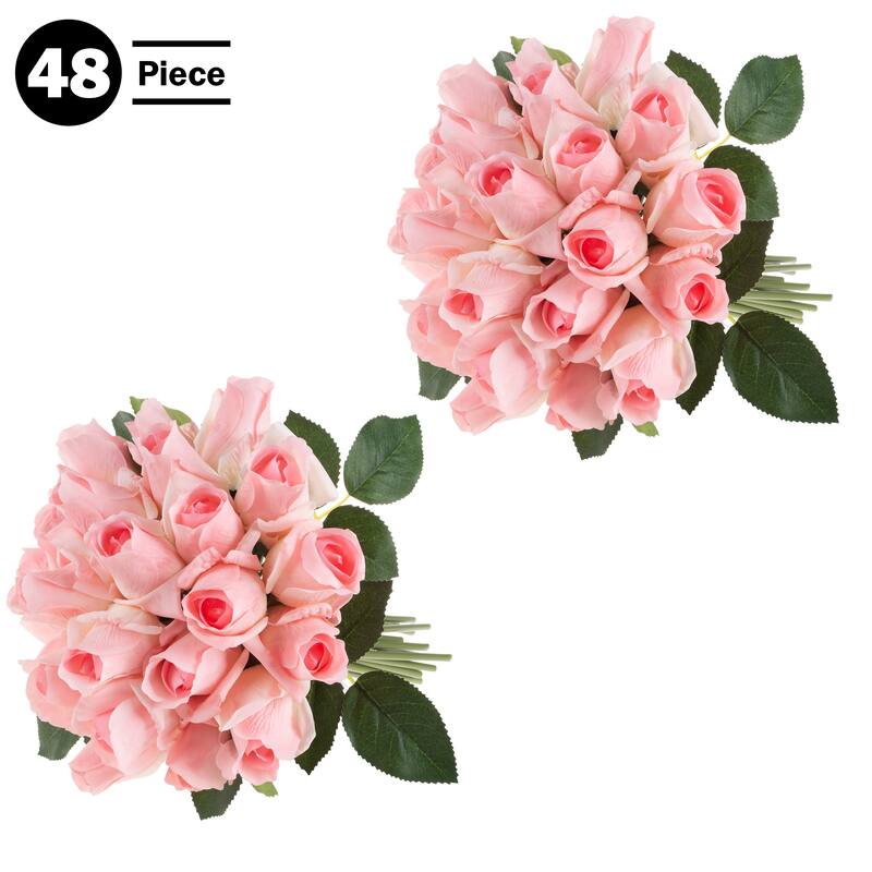 Pure Garden 48Pc Rose Artificial Flowers, Pink On Sale Bed Bath