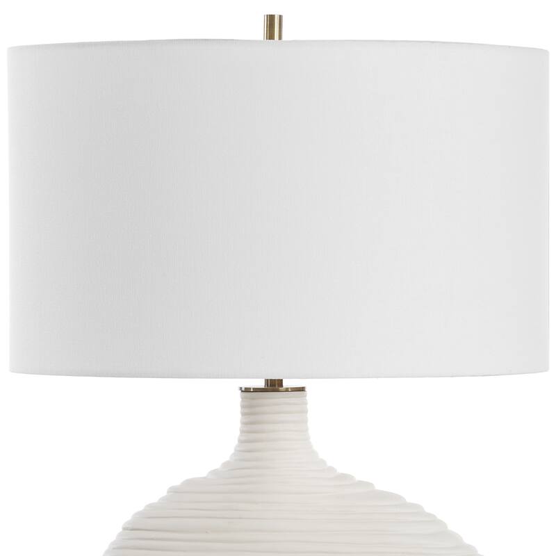 Ceramic Table Lamp with Drum Shade - 24.25" - Antique Brass Finish