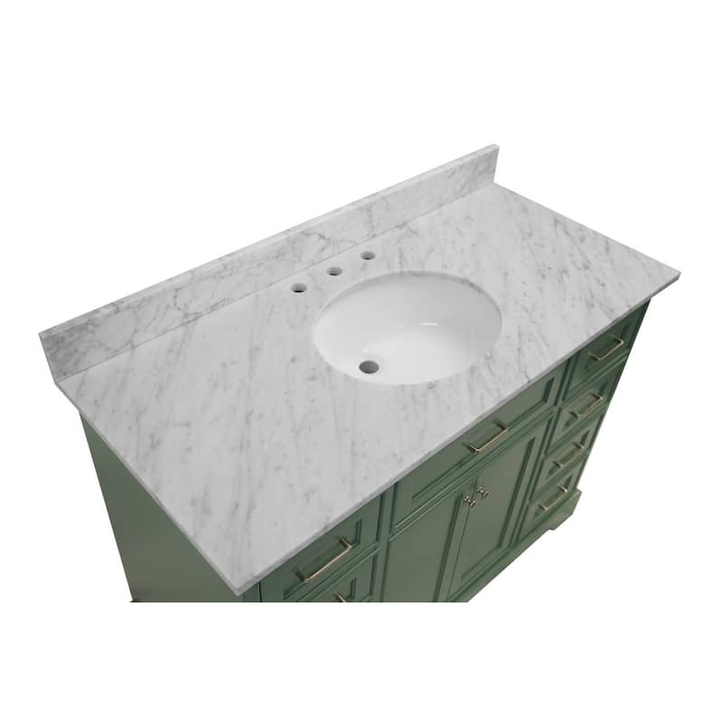 KitchenBathCollection Aria 48" Bathroom Vanity with Carrara Marble Top