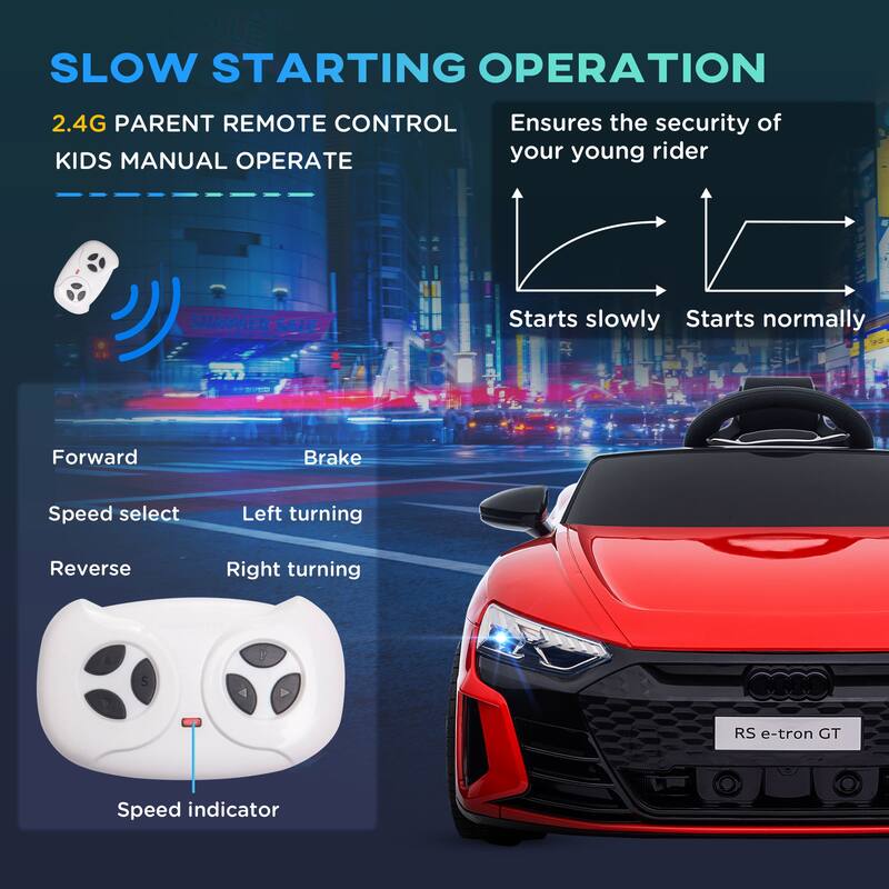 Aosom Kids Ride on Car, 12V Licensed Audi RS E-tron GT 3.1 MPH Electric Car for Kids