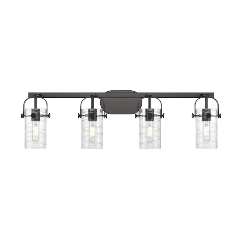Innovations Lighting 423-4W-10-35 Pilaster II Cylinder Vanity Pilaster - Matte Black / Deco Swirl