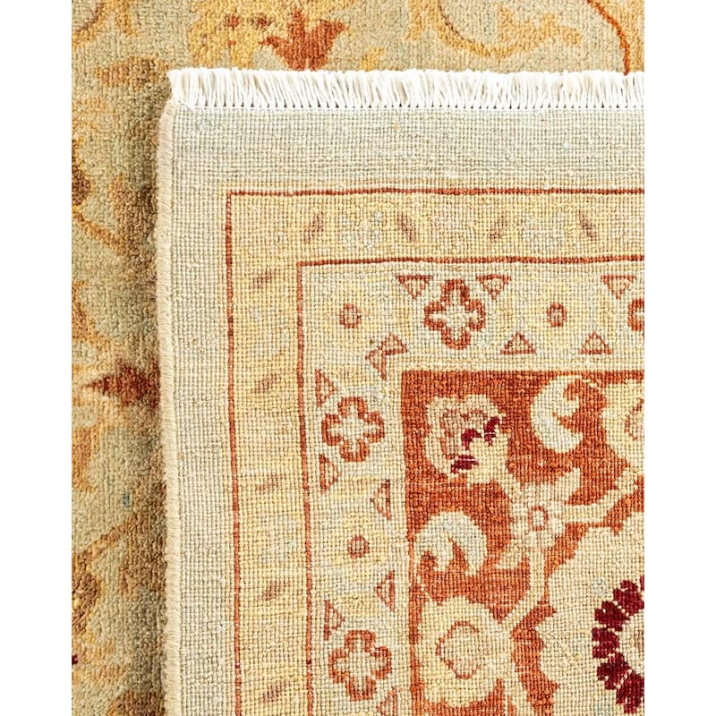 Overton Hand Knotted Wool Vintage Inspired Traditional Ottoman Beige Area Rug - 8' 1" x 10' 4"