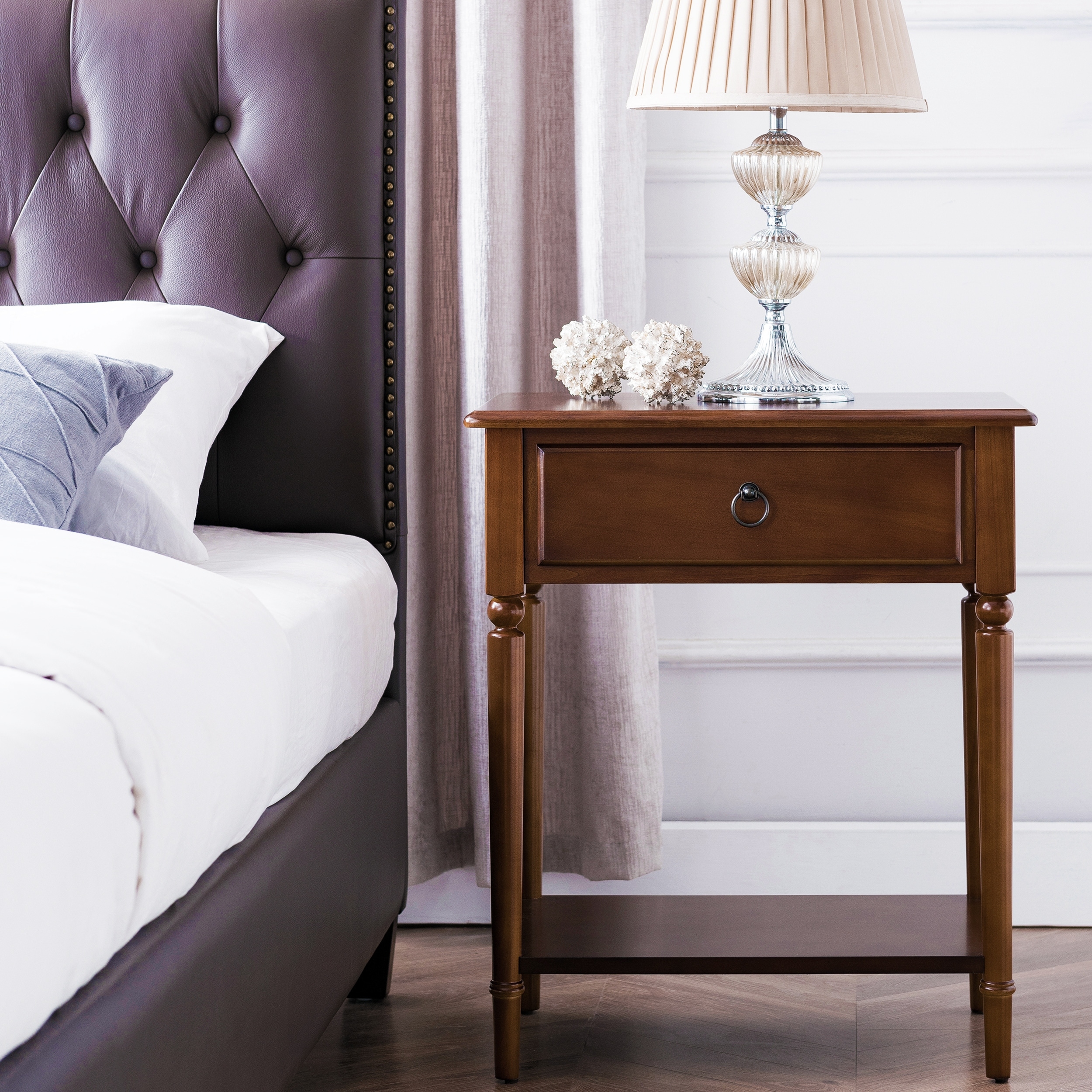 Shop Coastal Nightstand Side Table With Ac Usb Charger Overstock 27087284