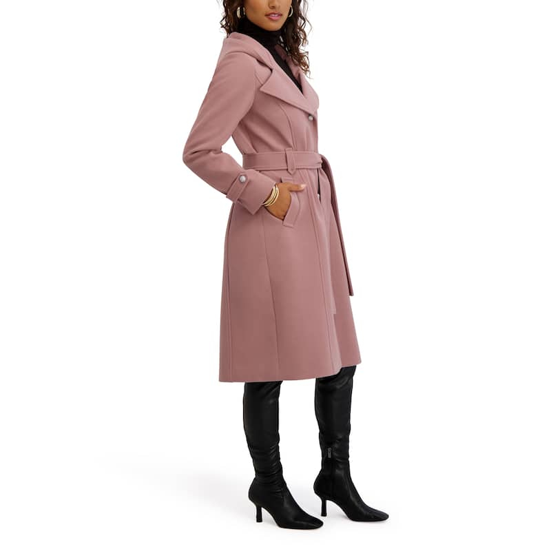 Kensie Boucle Belted Long Coat