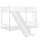 preview thumbnail 6 of 7, Twin Over Twin Metal Bunk Kids Bed with Slide, Inclined Ladder & Strong Slats, No Box Spring Needed, Easy to Assenble, Black