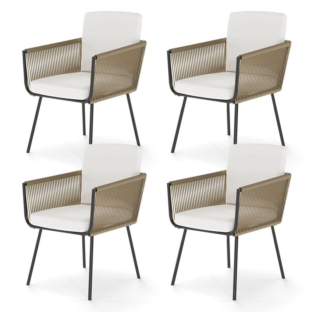 Costway Patio Dining Chairs Set of 4 with Soft Back Seat Cushions - See Details