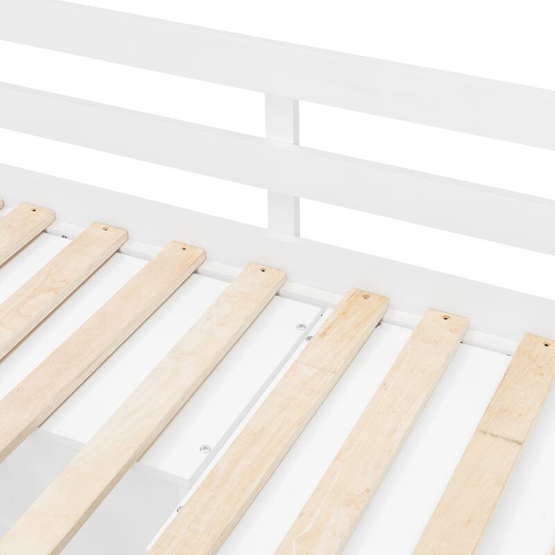 White Twin Bunk Bed with Drawers, Wardrobe, Storage Shelves, and Hydraulic Lift