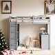 preview thumbnail 1 of 24, Elegant Design Full Size Muti-Functional Loft Bed with Ladder, Shelves, and Desk Gray